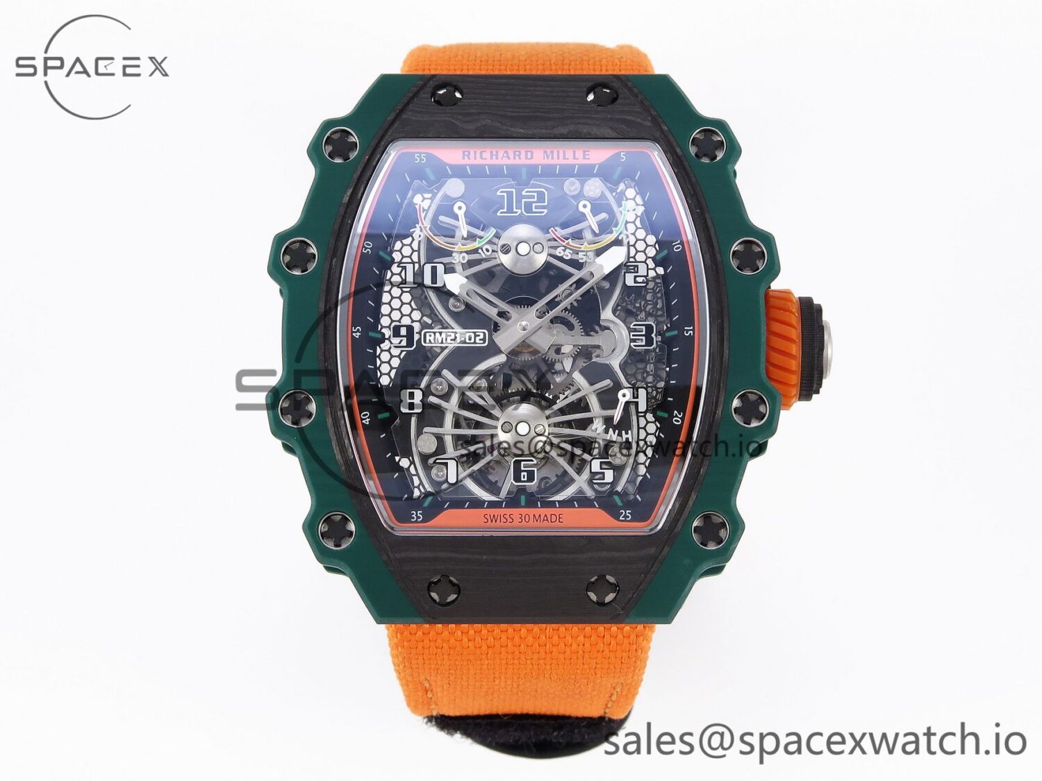 Richard Mille RM21-02 Tourbillon NTPT RMF Best Edition Skeleton Dial on Orange Rubber Strap — custom-built watch