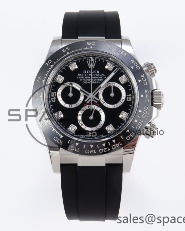 Rolex Daytona 116519 APSF reference-accurate Black Diamonds Dial on Oysterflex Rubber Strap SH4130 — custom-built watch