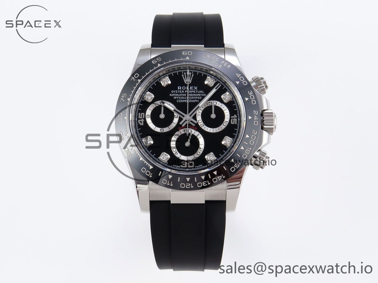 Rolex Daytona 116519 APSF reference-accurate Black Diamonds Dial on Oysterflex Rubber Strap SH4130 — custom-built watch