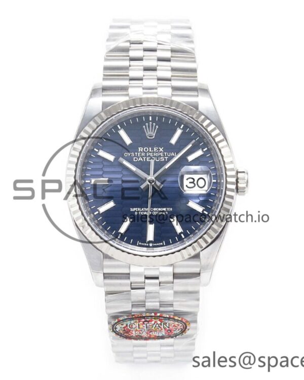DateJust 36MM 126234 SS Clean reference-accurate Blue Fluted Dial on SS Jubilee Bracelet VR3235 — custom-built watch
