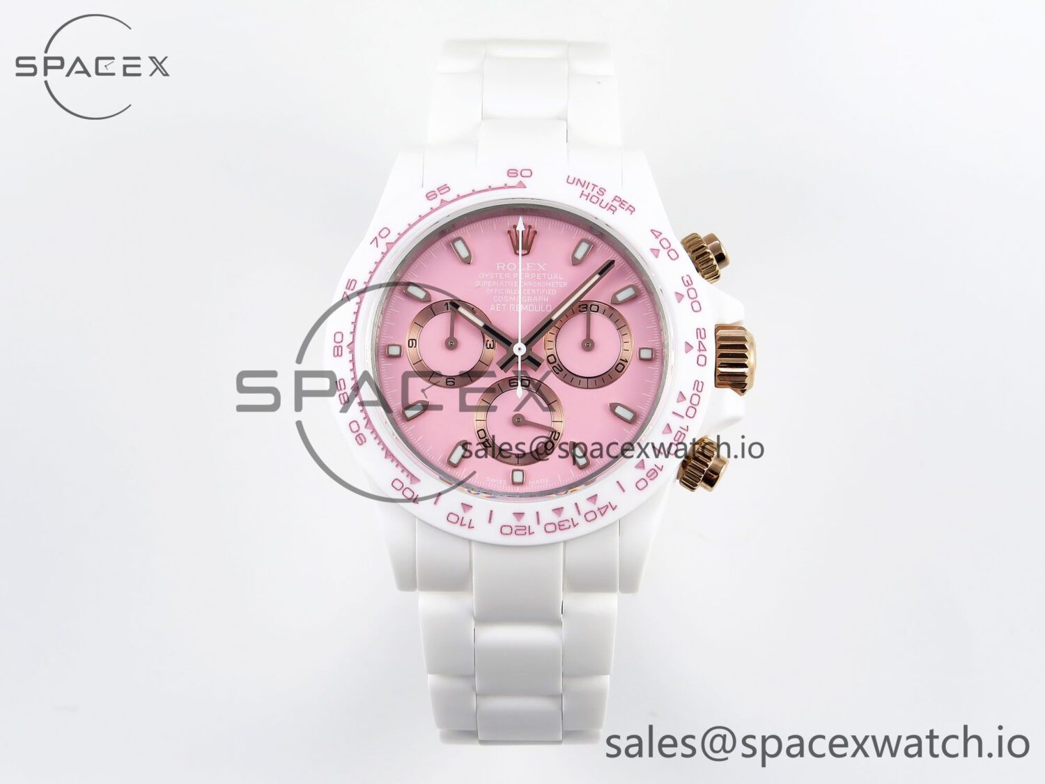 Rolex Daytona AET White Ceramic Case and Bracelet Pink Dial Noob Best Edition SA4130 — custom-built watch