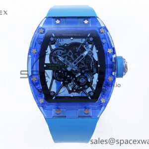 Richard Mille RM035 Blue Transparent RMF Best Edition Skeleton Dial on Blue Rubber Strap build RMUL2 — custom-built watch