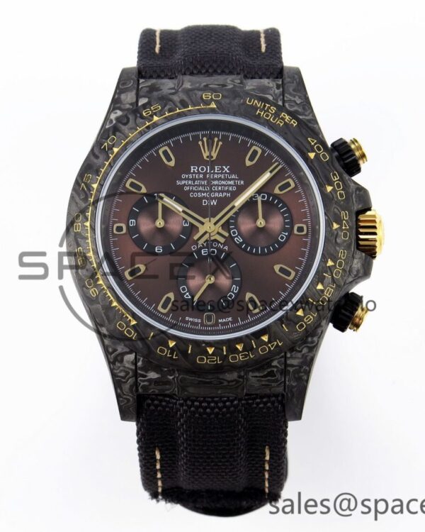 Rolex Daytona DIW Carbon/YG Case and Bezel DIWF Edition Brown Dial on Black Nylon Strap A7750 — custom-built watch