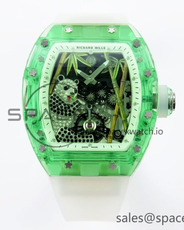 Richard Mille RM026 Green Transparent Tourbillon RM Best Edition Panda Skeleton Dial on Rubber Strap — custom-built watch