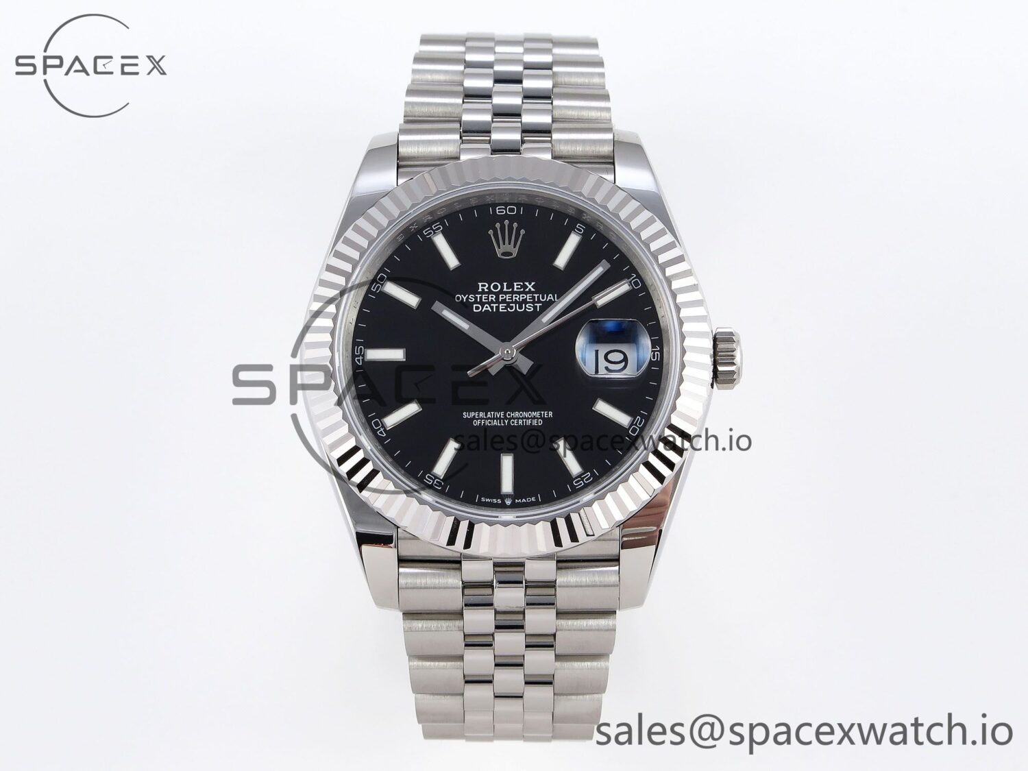 Rolex DateJust 41 126334 Fluted Bezel ARF reference-accurate 904L Steel Black Stick Dial on Jubilee Bracelet VR3235 — custom-built watch