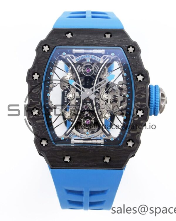 Richard Mille RM 53-01 Real Tourbillon Pablo Mac Donough 3KF Best Edition on Blue Rubber Strap — custom-built watch