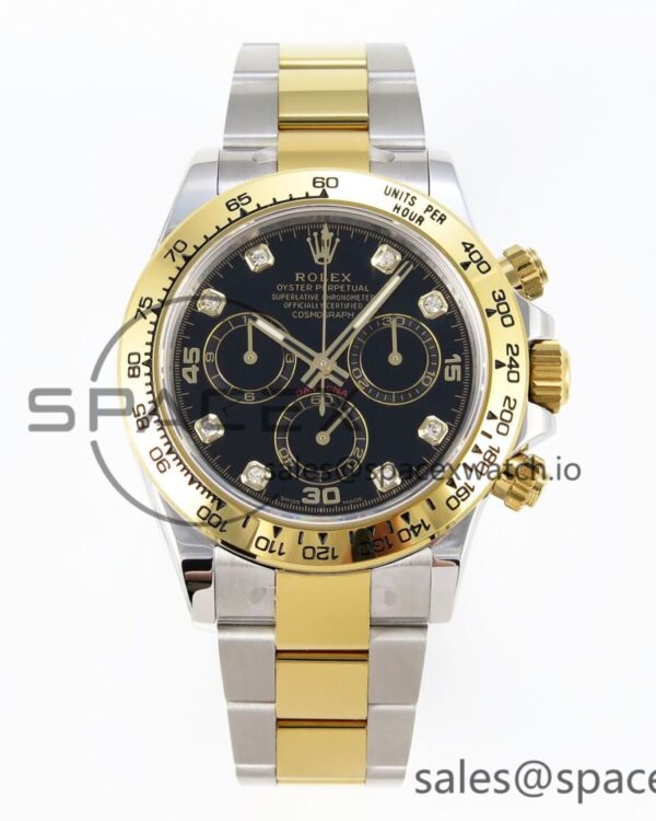 Rolex Daytona 116503 KING reference-accurate Black Diamonds Dial on SS/YG Bracelet SA4130 — custom-built watch