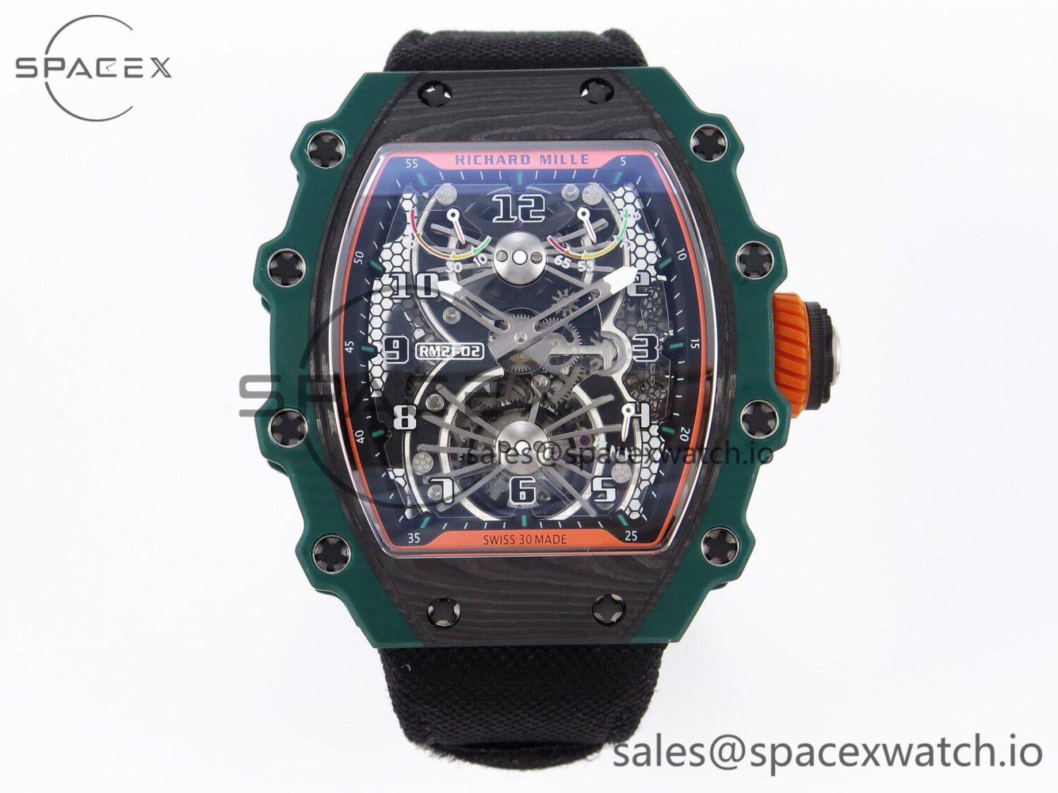 Richard Mille RM21-02 Tourbillon NTPT RMF Best Edition Skeleton Dial on Black Nylon Strap — custom-built watch
