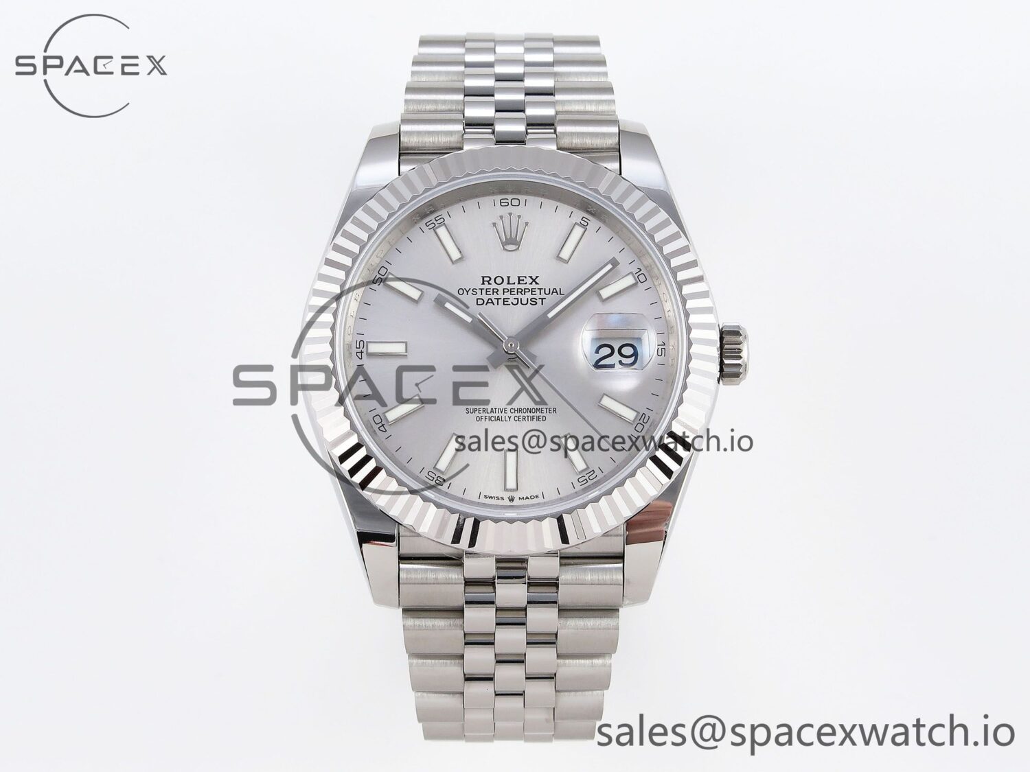 Rolex DateJust 41 126334 Fluted Bezel ARF reference-accurate 904L Steel Silver Stick Dial on Jubilee Bracelet VR3235 — custom-built watch