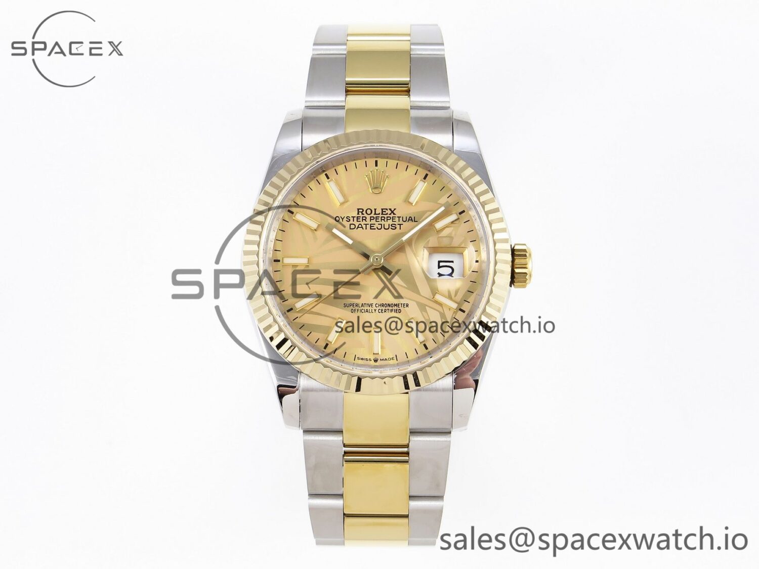 Rolex DateJust 36 126234 BPF reference-accurate 904L Steel Gold Leaf Dial on Jubilee Bracelet VR3235 — custom-built watch