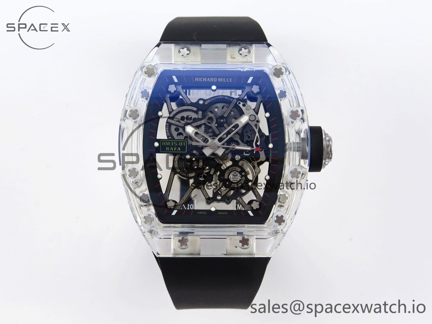 Richard Mille RM035 Transparent RMF Best Edition Skeleton Dial on Black Rubber Strap build RMUL2 — custom-built watch