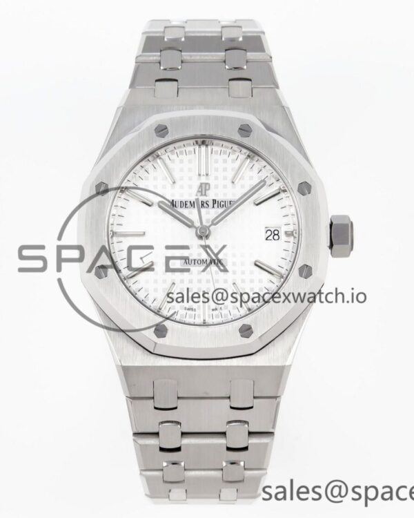 Audermars Piguet Royal Oak 37mm 15450 SS APSF reference-accurate White Textured Dial on SS Bracelet SA3120 hand-finished build — custom-built watch