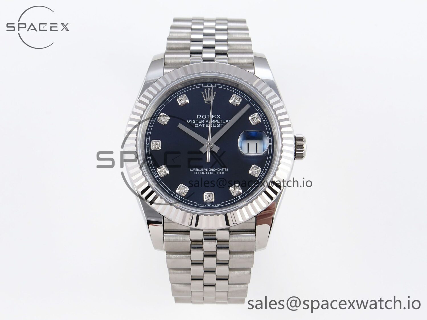 Rolex DateJust 41 126334 Fluted Bezel ARF reference-accurate 904L Steel Blue Diamonds Dial on Jubilee Bracelet VR3235 — custom-built watch
