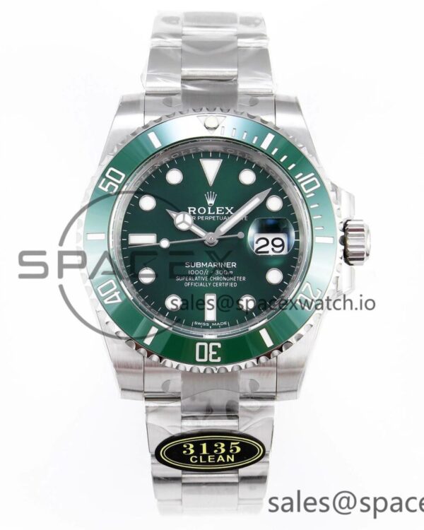 Rolex Submariner 116610 LV Green Ceramic Clean 904L reference-accurate on SS Bracelet SA3135 — custom-built watch