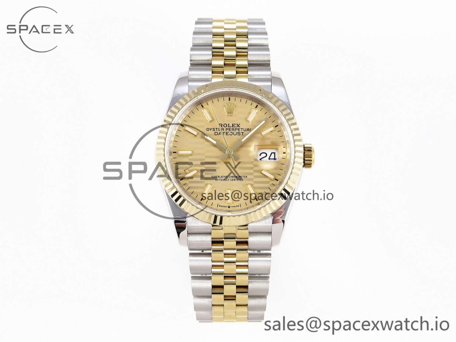 Rolex DateJust 36 SS 126233 BPF reference-accurate 904L Steel YG Textured Dial on Jubilee Bracelet VS3235 — custom-built watch