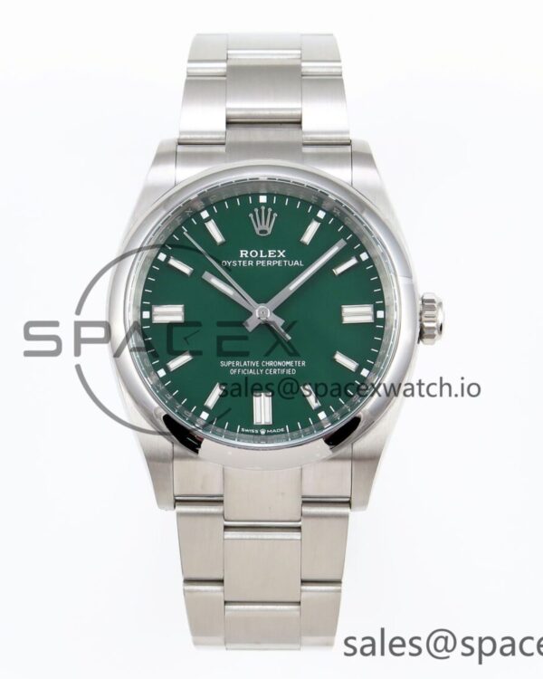 Rolex Oyster Perpetual 36mm 126000 Clean reference-accurate 904L Steel Green Dial on SS Bracelet VR3230 — custom-built watch