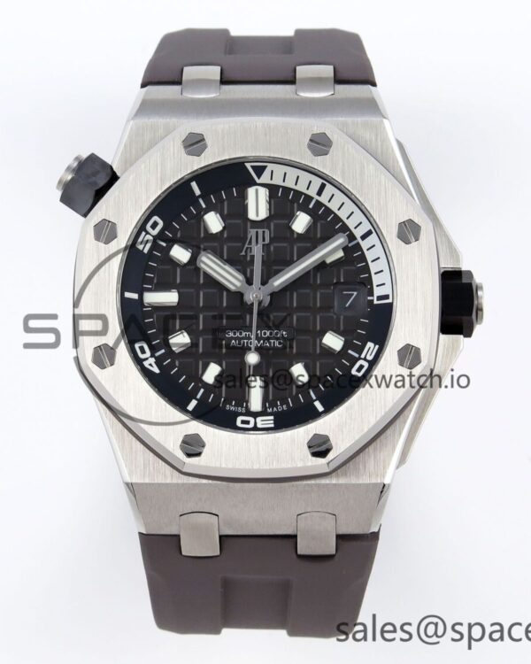AUDEMARS PIGUET ROYAL OAK OFFSHORE DIVER 15720 APSF reference-accurate GRAY DIAL ON GRAY RUBBER STRAP SA4308 — custom-built watch