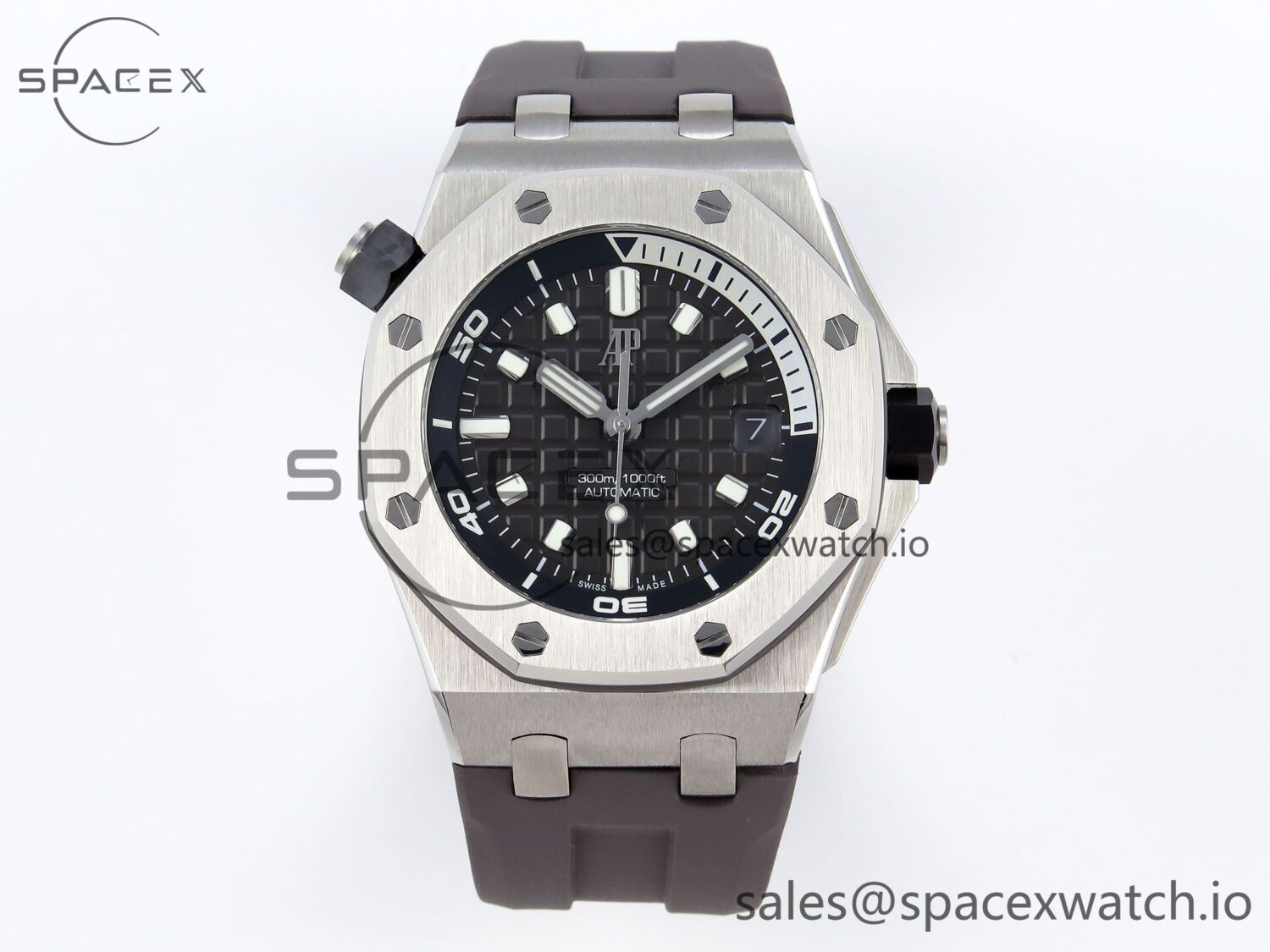 AUDEMARS PIGUET ROYAL OAK OFFSHORE DIVER 15720 APSF reference-accurate GRAY DIAL ON GRAY RUBBER STRAP SA4308 — custom-built watch