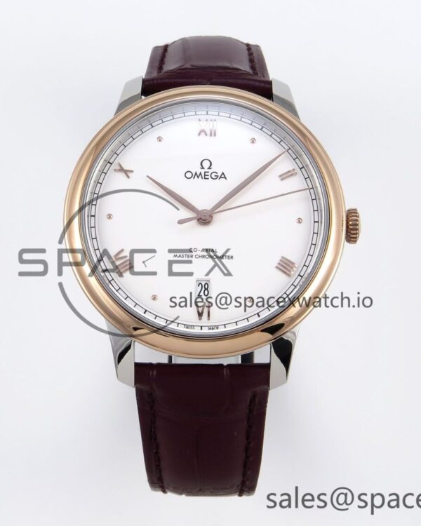 Omega De Ville Date RG MKF reference-accurate White Dial Roman Marker on Brown Leather Strap A8800 — custom-built watch