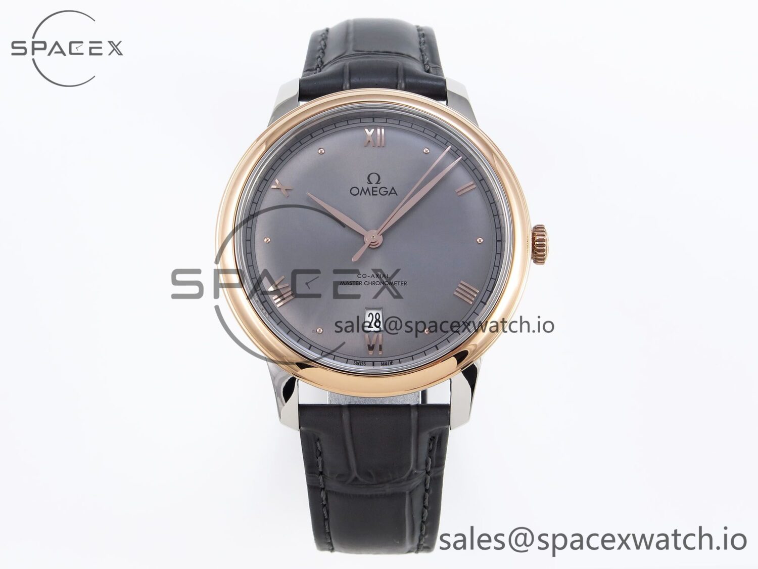 Omega De Ville Date RG MKF reference-accurate Gray Dial Roman Marker on Gray Leather Strap A8800 — custom-built watch