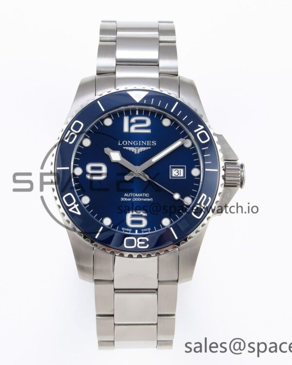 Longines Hydroconquest 43MM SS Blue Ceramic Bezel XF reference-accurate Blue Dial On SS Bracelet L888 — custom-built watch