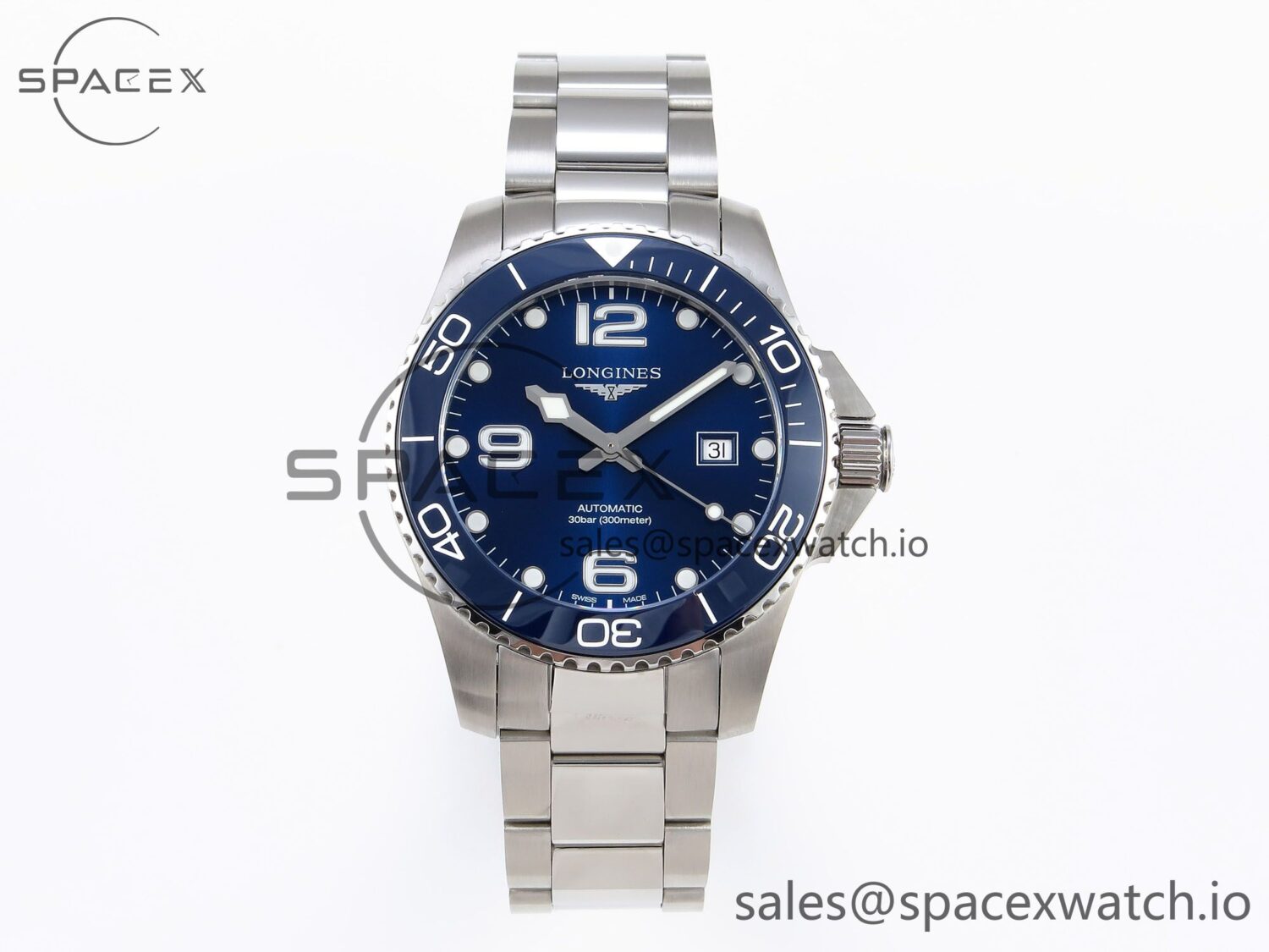 Longines Hydroconquest 43MM SS Blue Ceramic Bezel XF reference-accurate Blue Dial On SS Bracelet L888 — custom-built watch