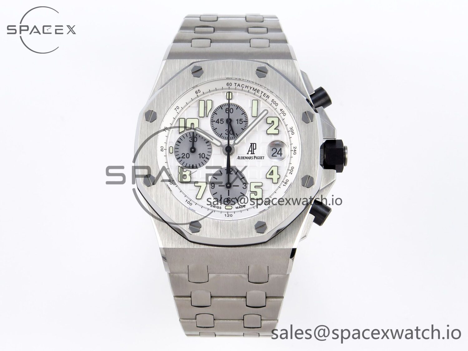 AUDEMARS PIGUET ROYAL OAK OFFSHORE 42MM SS APF reference-accurate WHITE/SILVER DIAL ON SS BRACELET STRAP A7750 — custom-built watch
