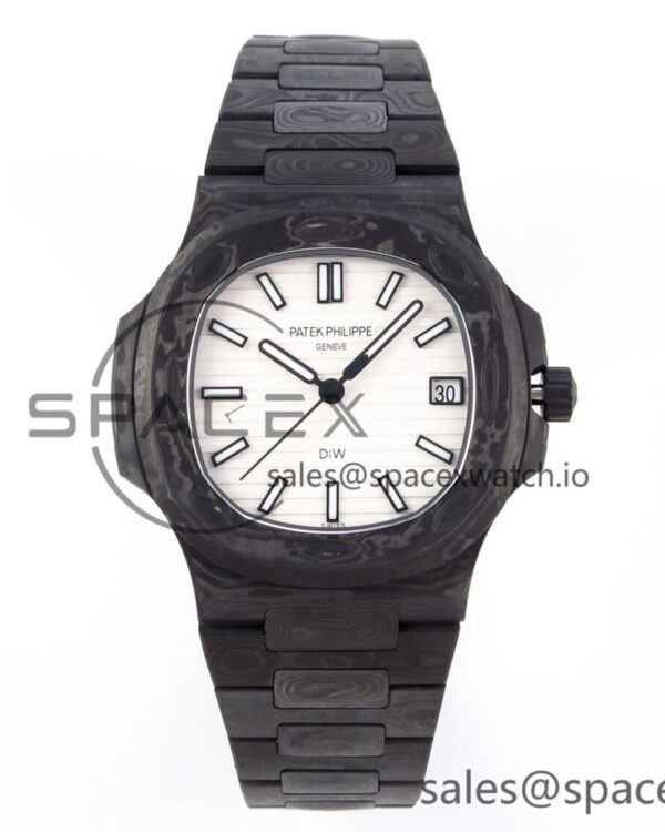 Patek Philippe NAUTILUS 5711 DIW CARBON DIWF reference-accurate WHITE TEXTURED DIAL ON CARBON BRACELET 324CS — custom-built watch