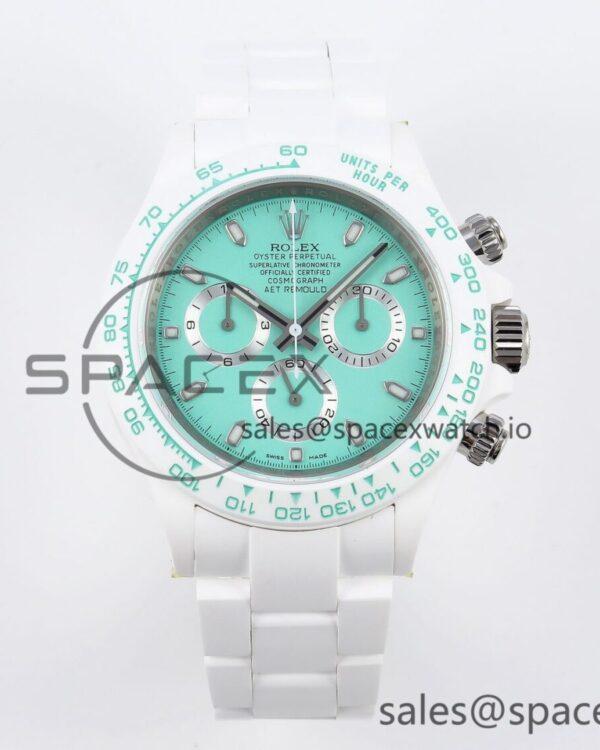 Rolex Daytona AET White Ceramic Case and Bracelet Avocado Green Dial SA4130 V2 — custom-built watch