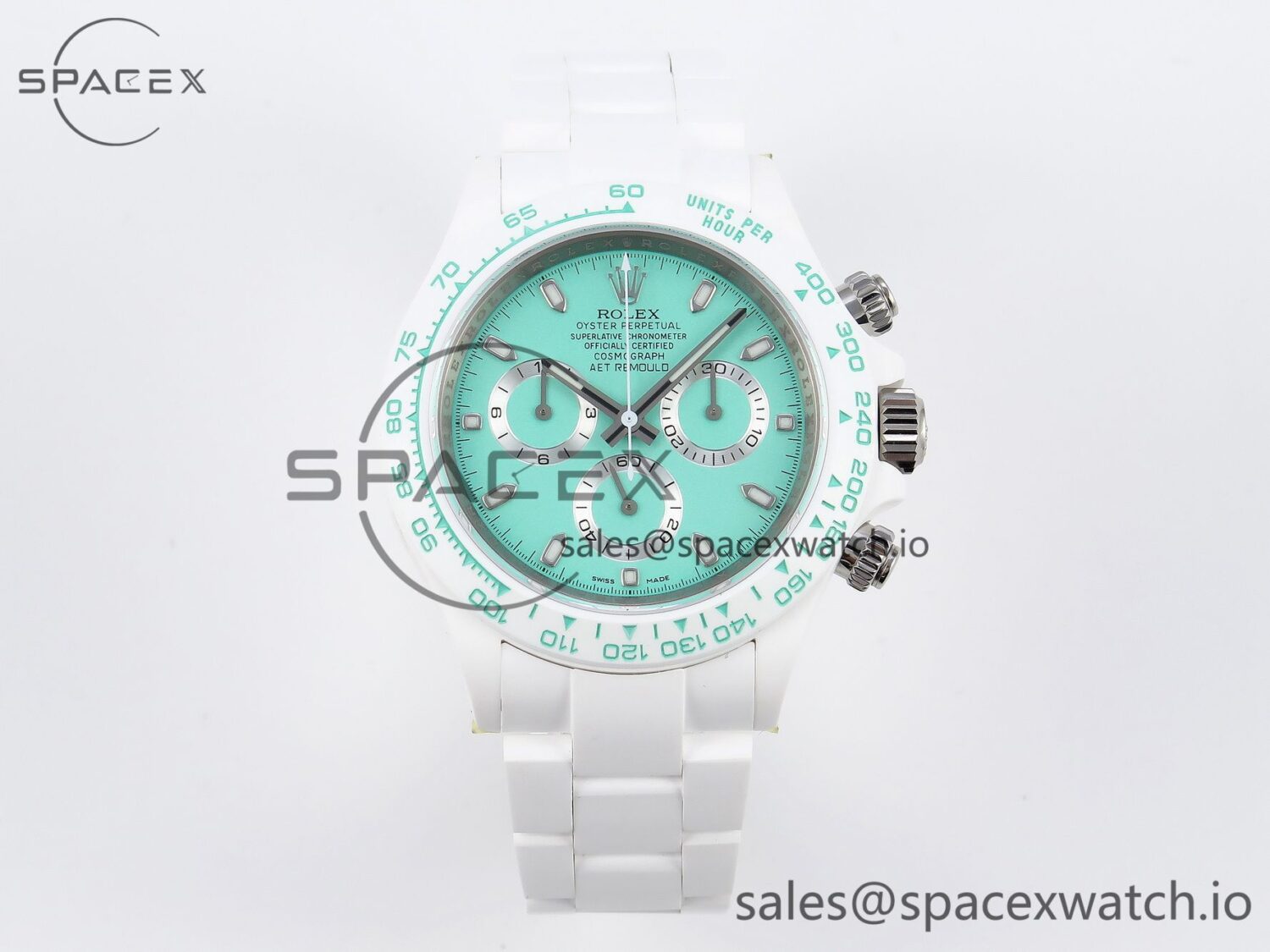 Rolex Daytona AET White Ceramic Case and Bracelet Avocado Green Dial SA4130 V2 — custom-built watch