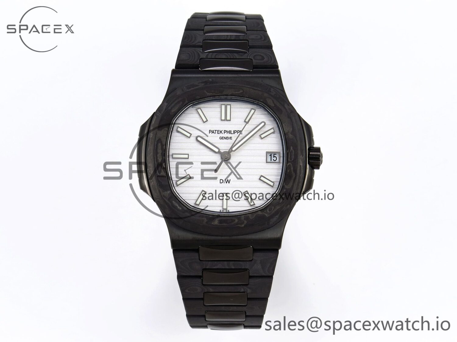 PATEK PHILIPPE Nautilus 5711 DIW Carbon DIWF reference-accurate Silver Textured Dial on Carbon/PVD Bracelet 324CS — custom-built watch