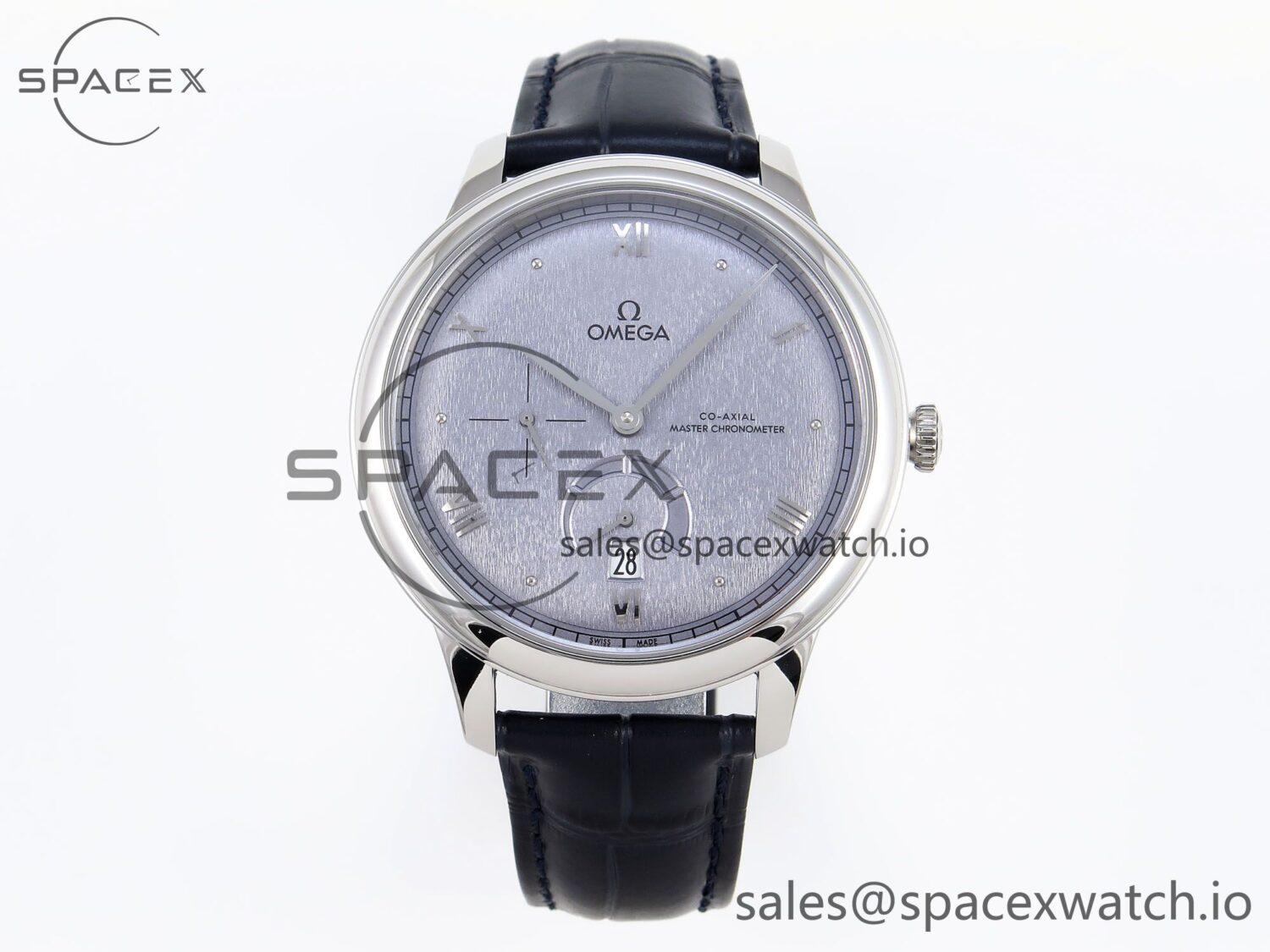 Omega De Ville Power Reserve SS MKF reference-accurate Blue Textured Dial on Black Leather Strap A8810 — custom-built watch