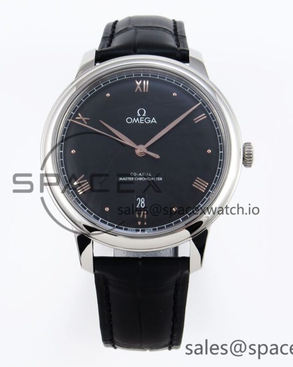 Omega De Ville Date SS MKF reference-accurate Black Dial Roman Marker on Black Leather Strap A8800 — custom-built watch