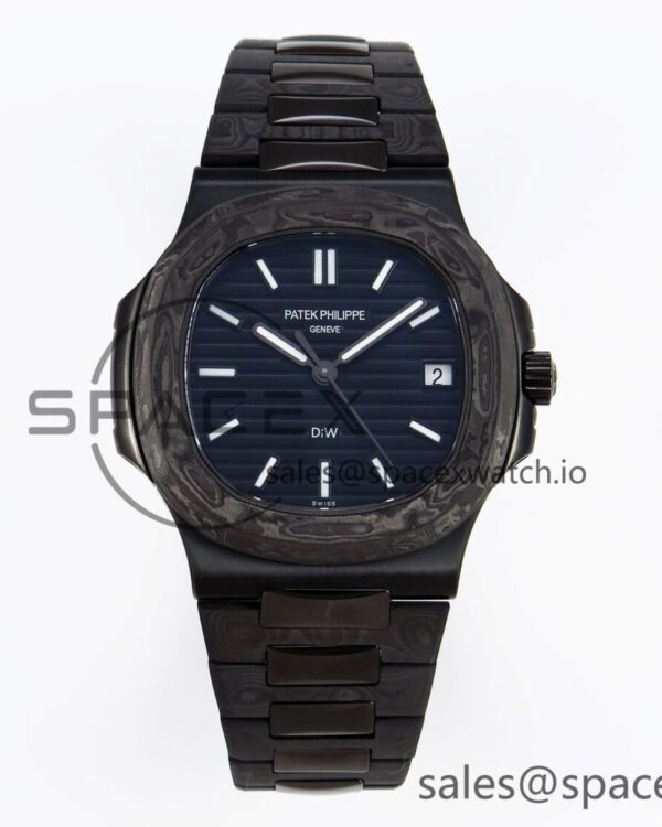 PATEK PHILIPPE NAUTILUS 5711 DIW CARBON DIWF reference-accurate BLUE TEXTURED DIAL ON CARBON/PVD BRACELET 324CS — custom-built watch