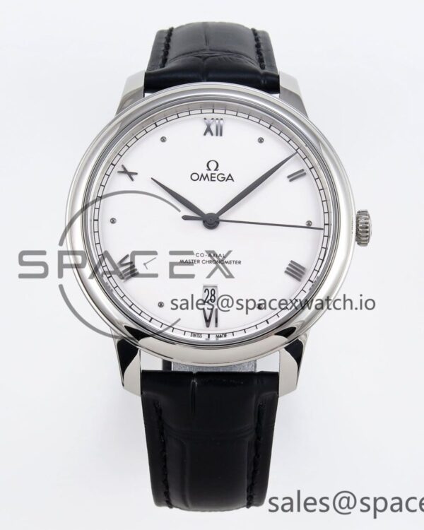Omega De Ville Date SS MKF reference-accurate White Dial Roman Marker on Black Leather Strap A8800 — custom-built watch