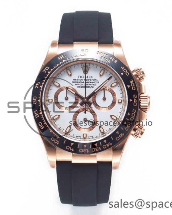 Daytona 116515 Clean reference-accurate 904L Steel RG White Dial on Oysterflex Strap SA4130 — custom-built watch