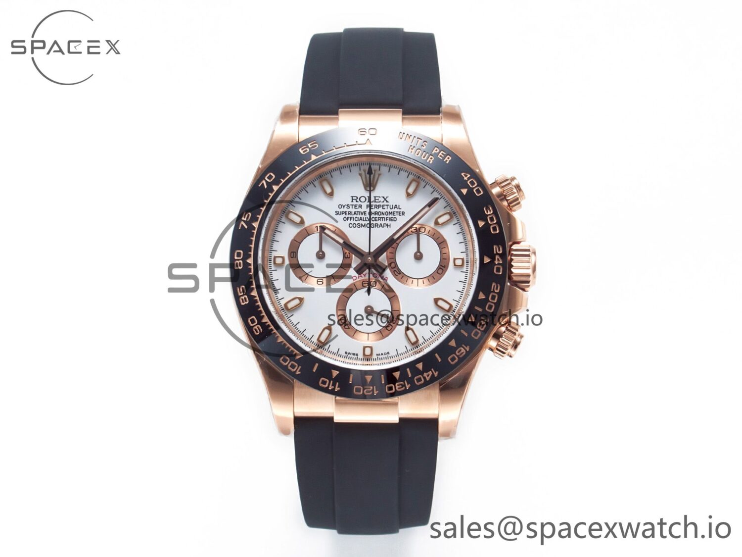 Daytona 116515 Clean reference-accurate 904L Steel RG White Dial on Oysterflex Strap SA4130 — custom-built watch