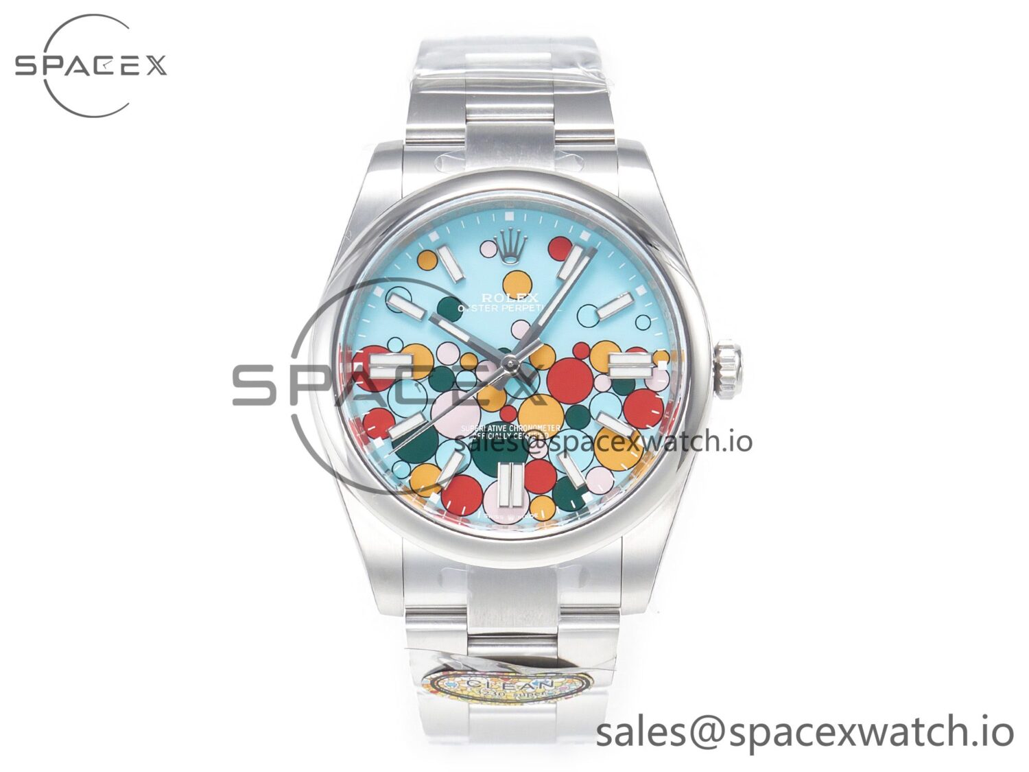 Oyster Perpetual 41mm 124300 Clean reference-accurate 904L Steel Balloon Dial on SS Bracelet VR3230 — custom-built watch
