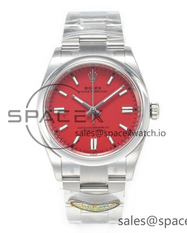 Oyster Perpetual 36mm 126000 Clean reference-accurate 904L Steel Red Dial on SS Bracelet VR3230 — custom-built watch