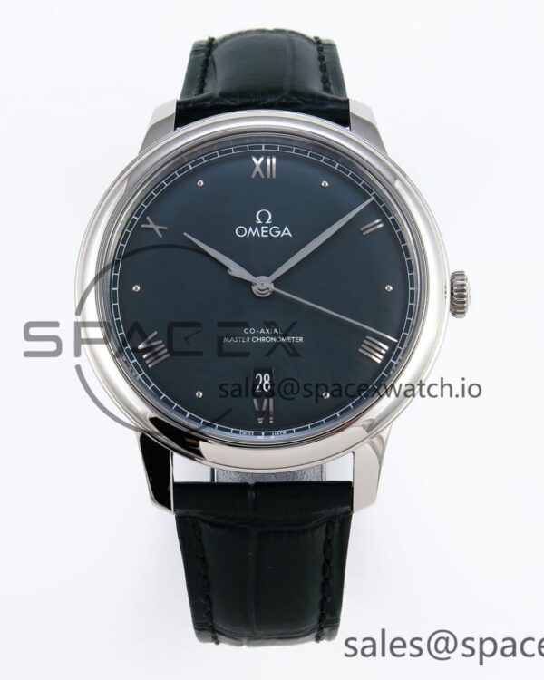 Omega De Ville Date SS MKF reference-accurate Dark Grey Dial Roman Marker on Black Leather Strap A8800 — custom-built watch