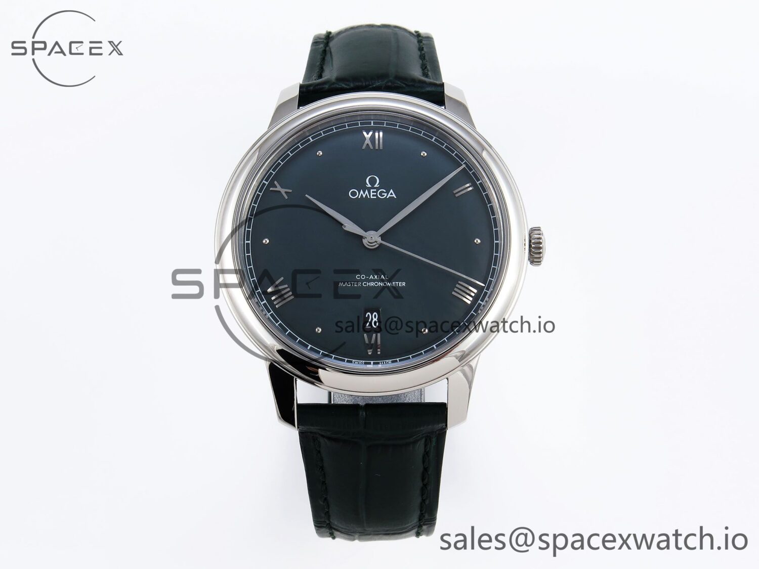 Omega De Ville Date SS MKF reference-accurate Dark Grey Dial Roman Marker on Black Leather Strap A8800 — custom-built watch