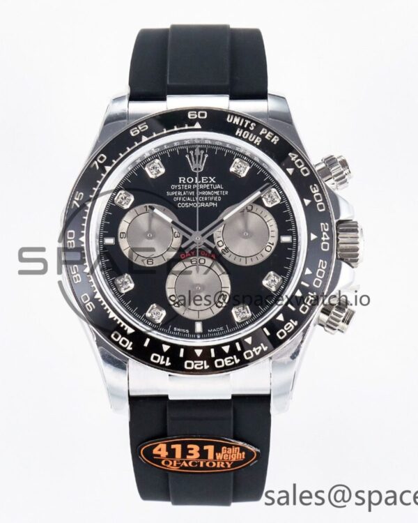 Daytona 126519 QF reference-accurate Black/Silver Diamonds Dial on Oysterflex Strap SH4131 V6（Gain Weight） — custom-built watch