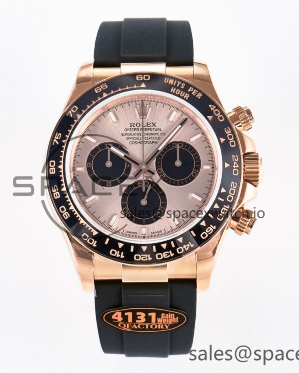 Daytona 126515 QF reference-accurate RG/Black Dial on Oysterflex Strap SH4131 V6（Gain Weight） — custom-built watch
