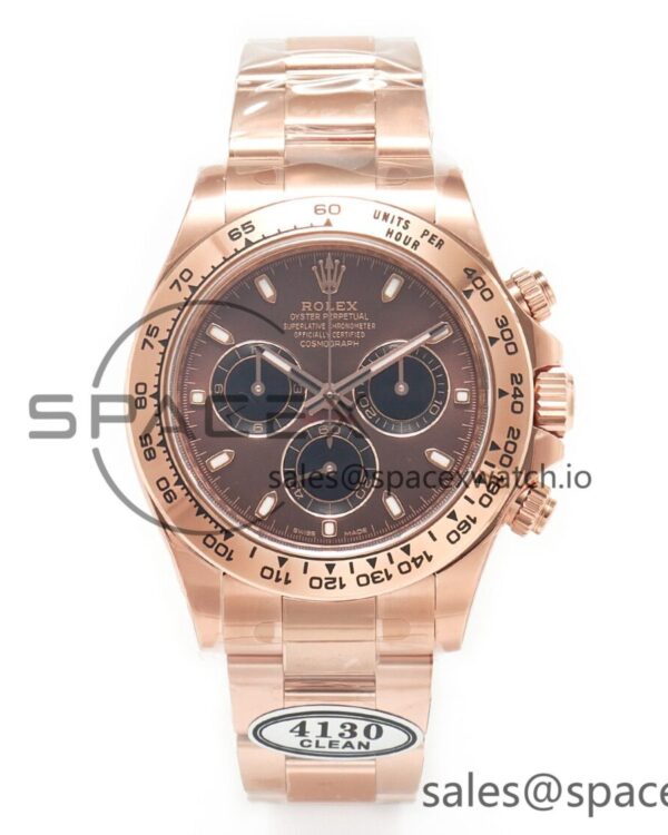 Daytona 116505 RG Clean reference-accurate Brown Stick Dial on RG Bracelet A4130 — custom-built watch