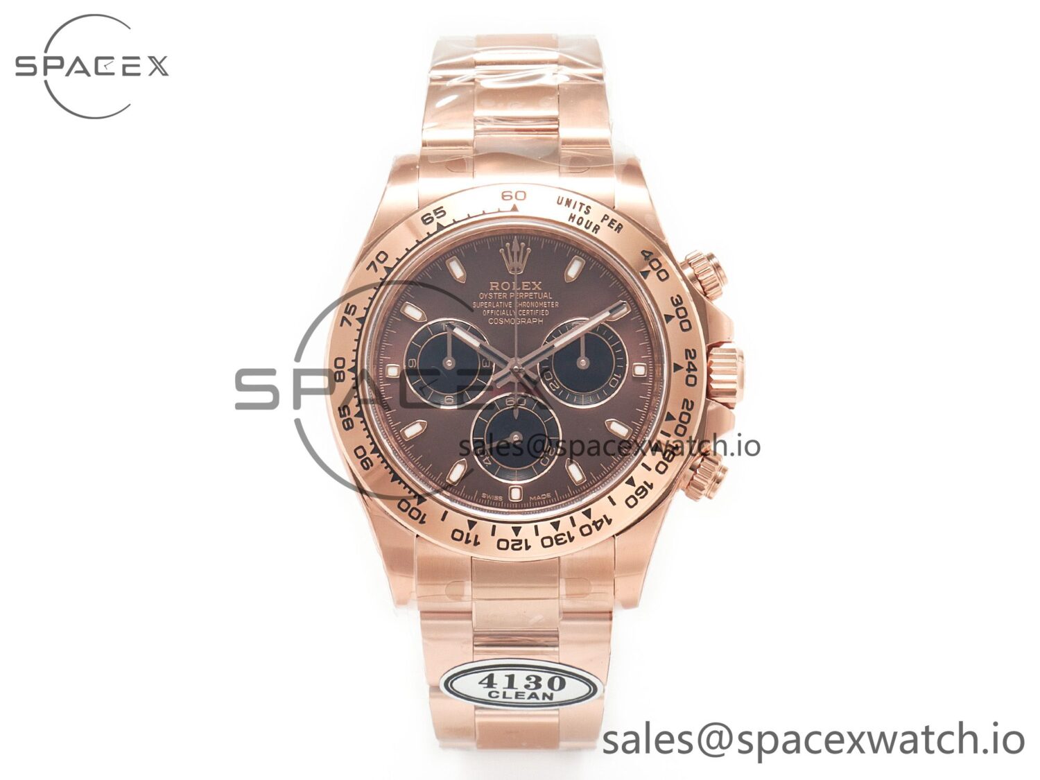 Daytona 116505 RG Clean reference-accurate Brown Stick Dial on RG Bracelet A4130 — custom-built watch