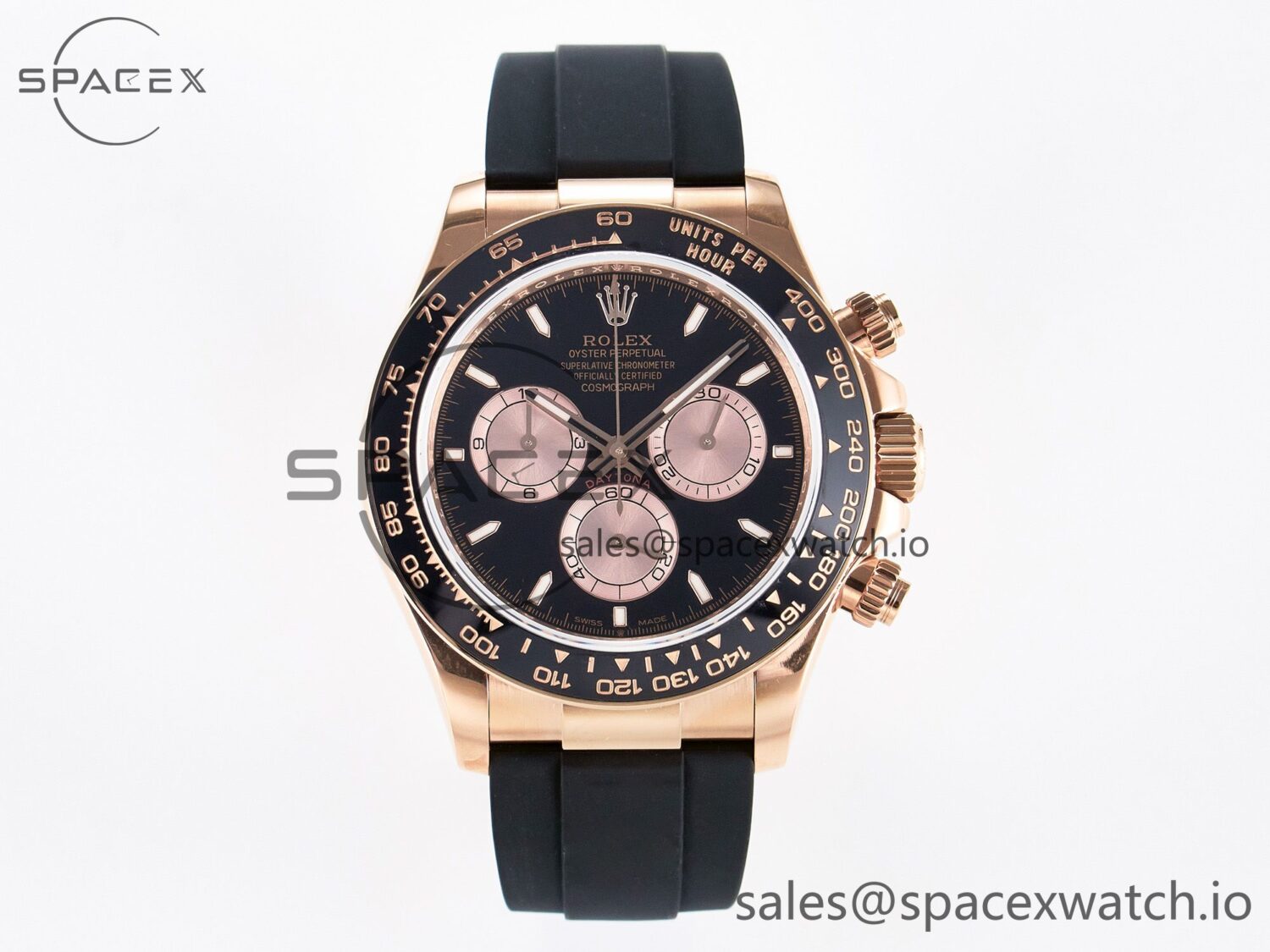 Daytona 126515 QF reference-accurate Black/RG Dial on Oysterflex Strap SH4131 V6 (Gain Weight) — custom-built watch
