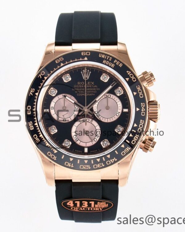 Daytona 126515 QF reference-accurate Black/RG Diamonds Dial on Oysterflex Strap SH4131 V6（Gain Weight） — custom-built watch