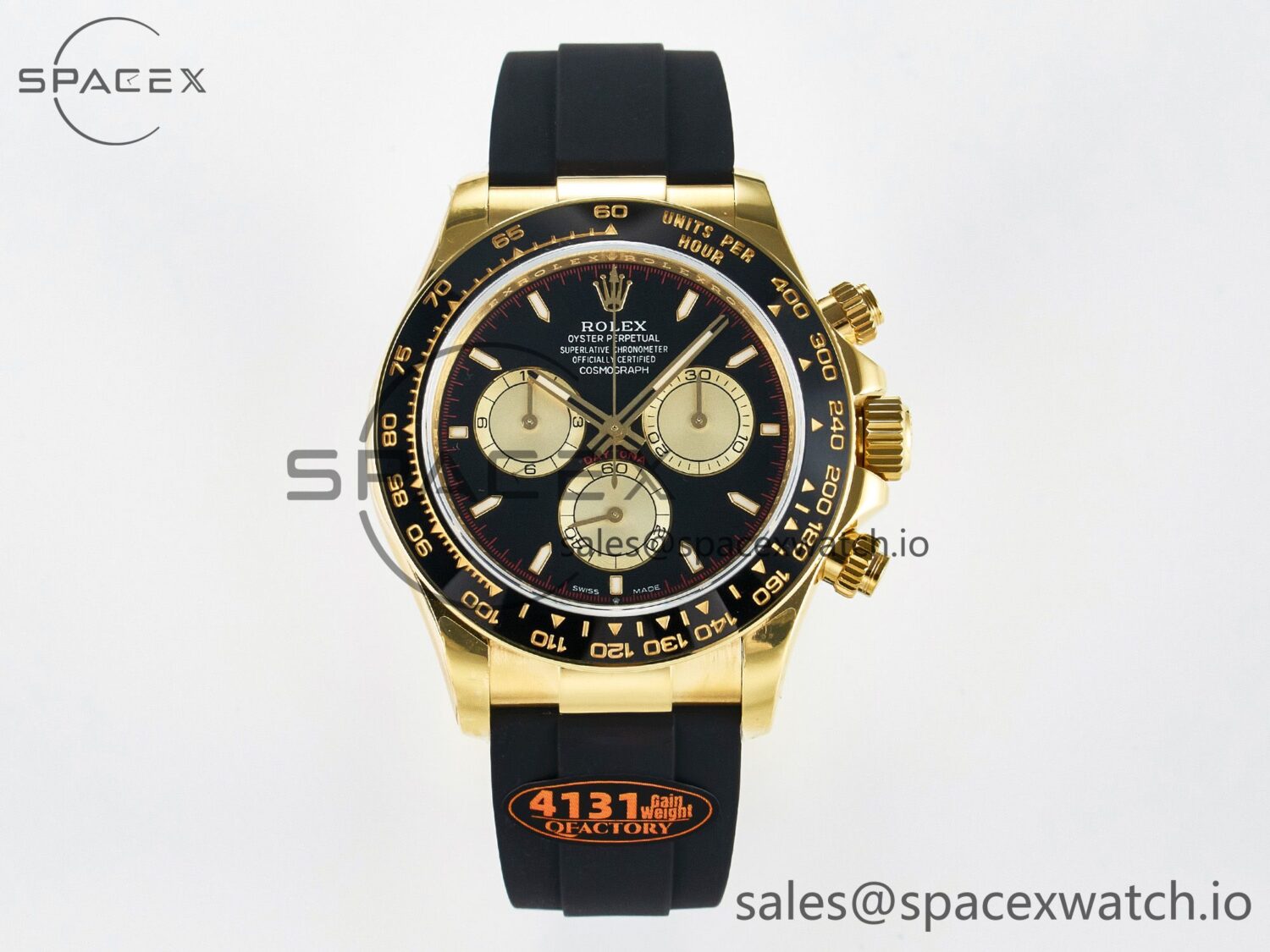 Daytona 126518 QF reference-accurate Black/YG Dial on Oysterflex Strap SH4131 V6(Gain Weight) — custom-built watch