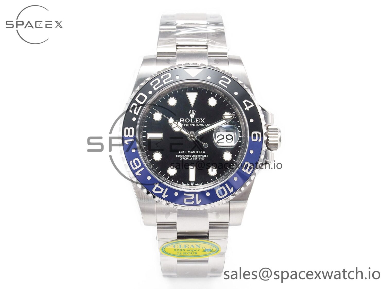 GMT-Master II 126710 BLNR Clean Black/Blue Ceramic 904L Steel Best Edition on Oyster Bracelet DD3285 CHS — custom-built watch