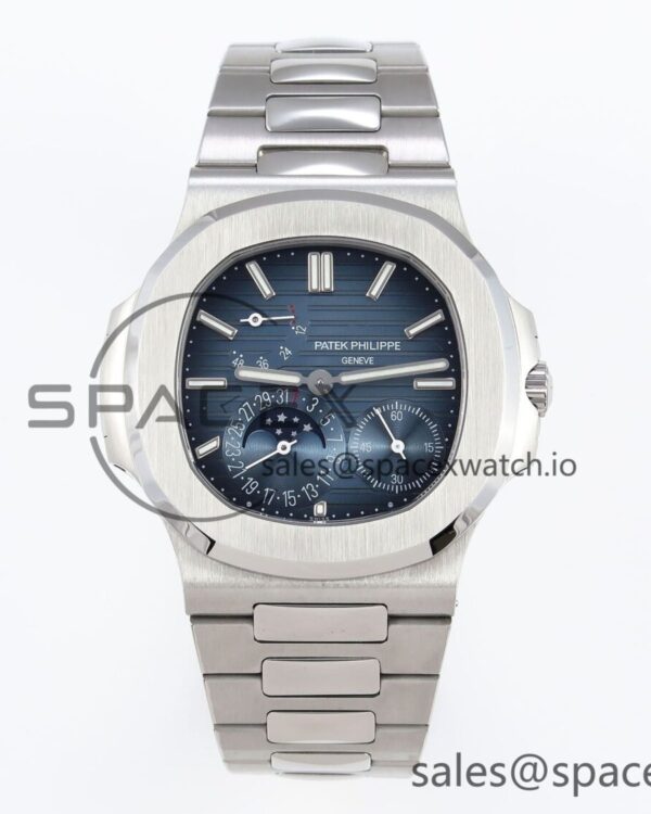 PATEK PHILIPPE NAUTILUS 5712 SS VSV reference-accurate BLUE DIAL ON SS BRACELET A240 hand-finished build V2 — custom-built watch